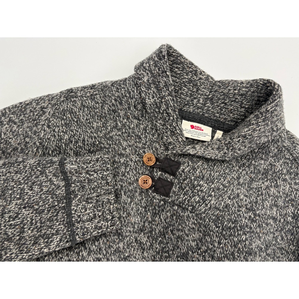 Fjallraven Lada Sweater Men's XL Gray Wool Blend Pullover Shawl Collar Outdoors